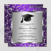 Invitation Casquette floral argenté pourpre d'obtention du (Devant / Derrière)
