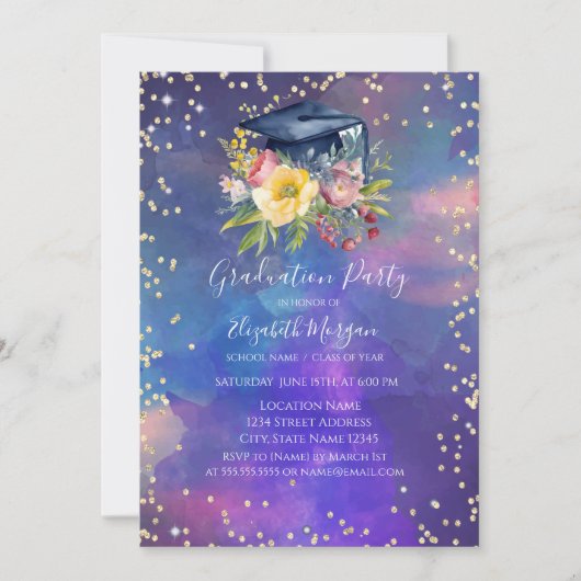 Invitation Casquette floral, Diagramme de peinture de diamant (Devant)