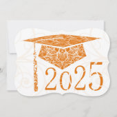 Invitation Casquette Floral Orange et Blanc 2025 Graduation P (Devant)