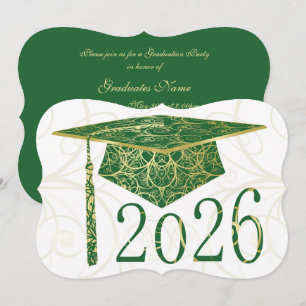 Invitation Casquette florale verte et dorée pour la fête de r