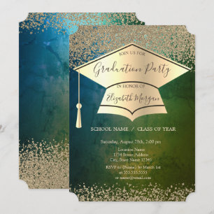Invitation Casquette Gold Grad, Diamants d'or Ancien Graduati