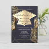 Invitation Casquette Gold Palm Feuille Marbre Grad Grad Grad (Debout devant)