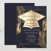 Invitation Casquette Gold Palm Feuille Marbre Grad Grad Grad (Devant / Derrière)