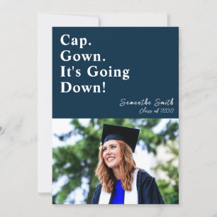 Invitation Casquette Gown ça va tomber Bleu Moderne Graduatio