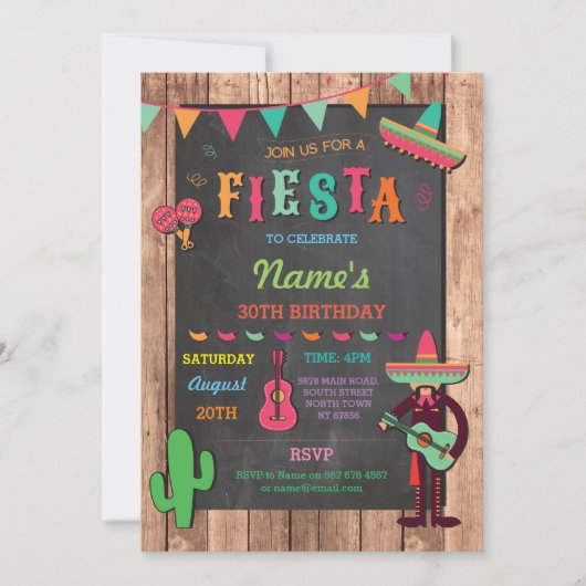Invitation Casquette mexicain Fiesta Mexique Anniversaire Inv (Devant)
