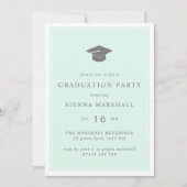 Invitation Casquette moderne et cadre Mint Graduation (Devant)