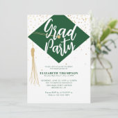 Invitation Casquette moderne GRAD Green Gold Photo Party (Debout devant)