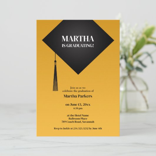 Invitation Casquette noir (Debout devant)