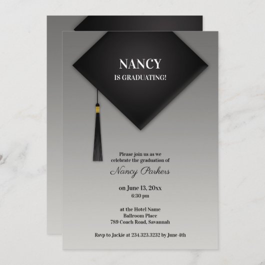 Invitation Casquette noir (Devant / Derrière)