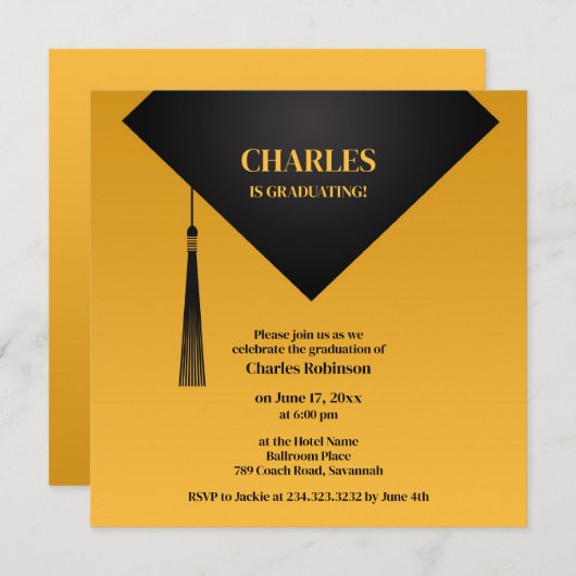 Invitation Casquette noir (Devant / Derrière)