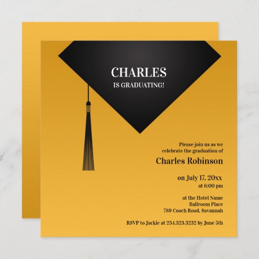 Invitation Casquette noir (Devant / Derrière)