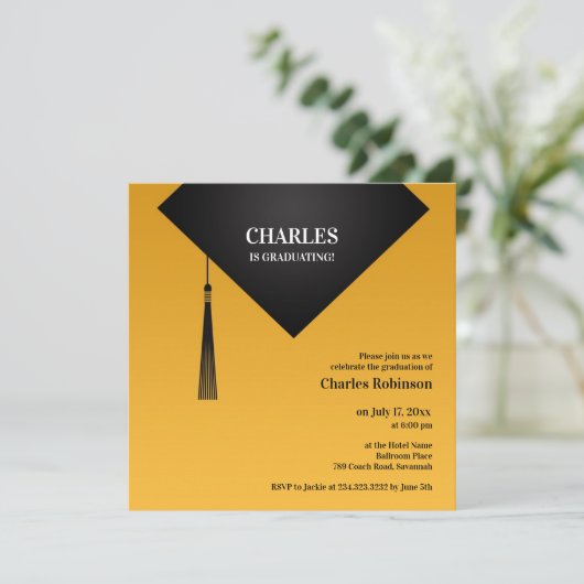 Invitation Casquette noir (Debout devant)