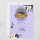 Invitation Casquette noir, Fleurs Clair Purple Graduation (Devant)