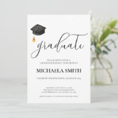 Invitation Casquette noir moderne Lycée photo Graduation (Debout devant)