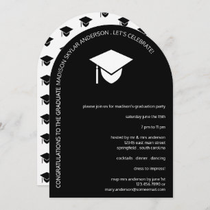 Invitation Casquette noir simple Arché N Tassel Graduation Pa