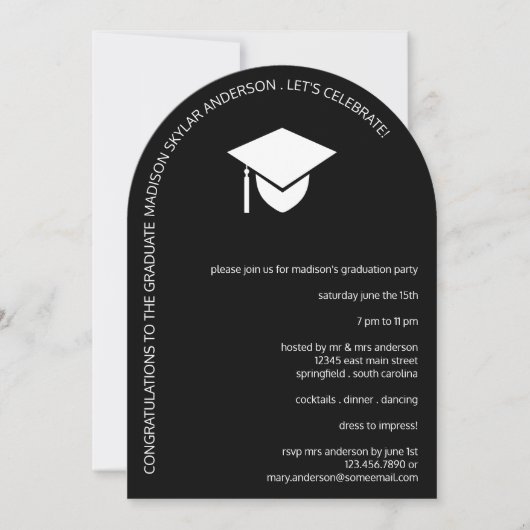 Invitation Casquette noir simple Arché N Tassel Graduation Pa (Devant)