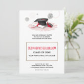 Invitation Casquette noire et blanche Parties scintillant rou (Debout devant)
