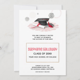 Invitation Casquette noire et blanche Parties scintillant rou