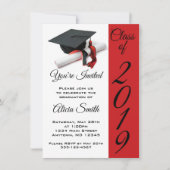 Invitation Casquette noire et rouge et Tassel (Devant)
