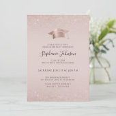 Invitation Casquette or rose et Tassel Blush Pink Grad Party (Debout devant)