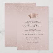 Invitation Casquette or rose et Tassel Blush Pink Grad Party (Devant / Derrière)
