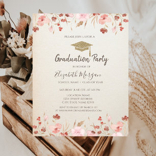 Invitation Casquette Pailletée Prairie Aquarelle pour la Remi