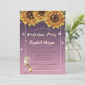 Invitation Casquette Parties scintillant or, Vin, Verre, Fleu (Debout devant)