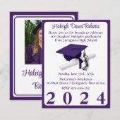 Invitation Casquette photo & Diplôme Purple Graduation (Devant / Derrière)