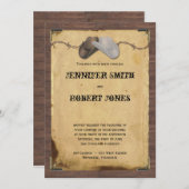 Invitation Casquette rustique  barbelé Mariage de fils à mâch (Devant / Derrière)