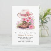 Invitation Casquette rustique et Boot Aquarelle Baby shower f (Debout devant)