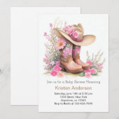Invitation Casquette rustique et bottes Baby shower de fille (Devant / Derrière)