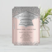 Invitation Casquette Silver Grad, Diagramme Rose Gold Graduat (Debout devant)