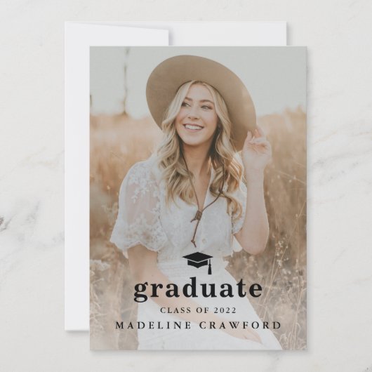 Invitation Casquette simple avec Type Photo Graduation Party (Devant)