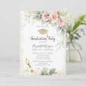 Invitation Casquette, Verre à vin, Graduation des fleurs (Debout devant)