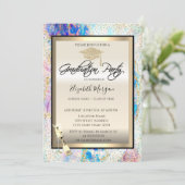 Invitation Casquette, Verre à vin, Holographie Opale Confetti (Debout devant)