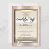 Invitation Casquette, Verre à vin, Rose Confetti Diplôme d'or (Devant)