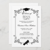 Invitation Casquette vintage et diplôme (Devant / Derrière)