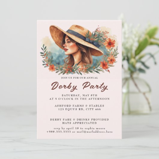 Invitation Casquette Watercolor Derby Party (Debout devant)