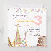 Invitation casquettes de fête, fête d'anniversaire des enfant (Dos)