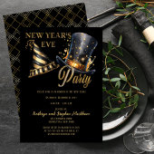 Invitation Casquettes de fête Soirée Noire et Or