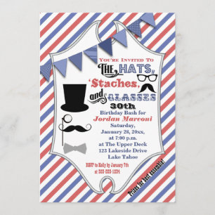 Invitation Casquettes, moustaches et verres 30e anniversaire