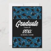 Invitation Casquettes noirs de la fête de graduation dans le  (Dos)
