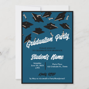 Invitation Casquettes noirs de la fête de graduation dans le 