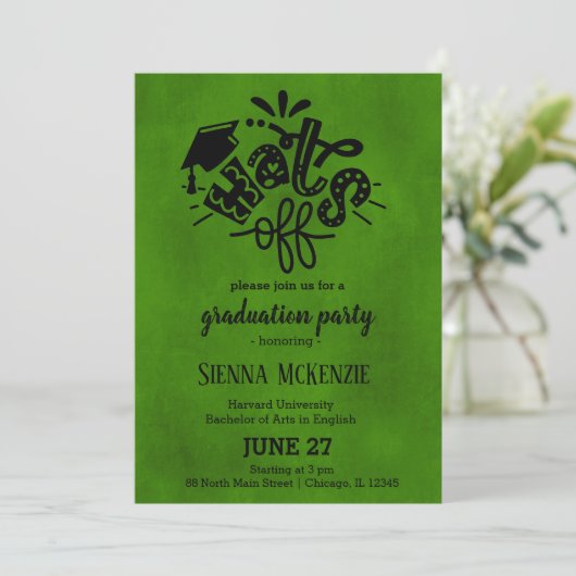 Invitation Casquettes - Vert (Debout devant)