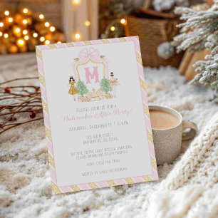 Invitation Casse-Noisette à l'aquarelle Monogramme Crête Fête