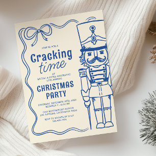 Invitation Casse-Noisette Bleu Doodle Fête de Noël