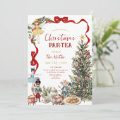 Invitation Casse-Noisette Classique Rouge Bow Coquette Noël (Debout devant)