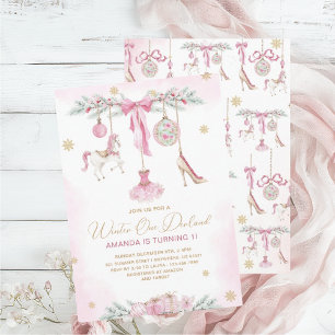Invitation Casse-Noisette de Noël One DerLand rose ballet béb