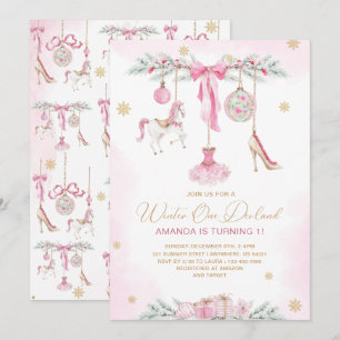 Invitation Casse-Noisette de Noël One DerLand rose ballet béb