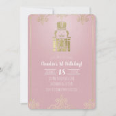 Invitation Casse-noisette élégant rose et or pour 1er anniver (Devant)